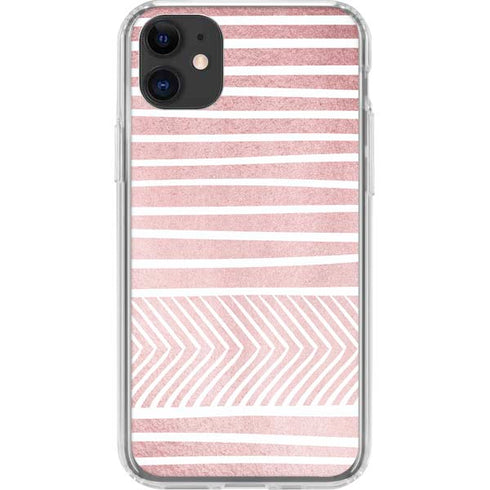 Pink and White Stripes iPhone 11 Clear Case