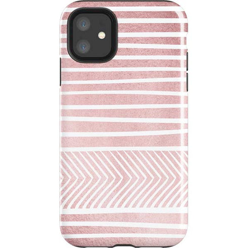 Pink and White Stripes iPhone 11 Impact Case