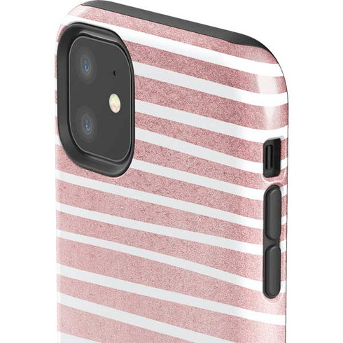 Pink and White Stripes iPhone 11 Impact Case