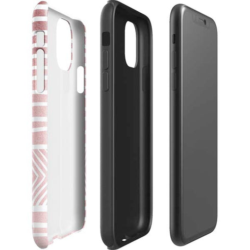 Pink and White Stripes iPhone 11 Impact Case
