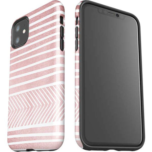 Pink and White Stripes iPhone 11 Impact Case