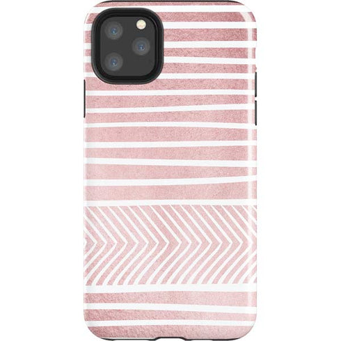 Pink and White Stripes iPhone 11 Pro Max Impact Case