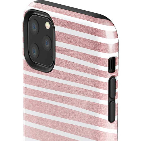 Pink and White Stripes iPhone 11 Pro Max Impact Case