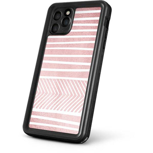 Pink and White Stripes iPhone 11 Pro Waterproof Case