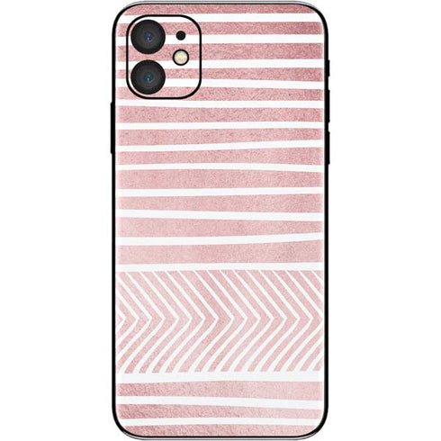 Pink and White Stripes iPhone 11 Skin