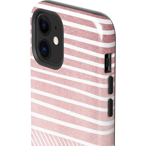 Pink and White Stripes iPhone 12 Mini Impact Case