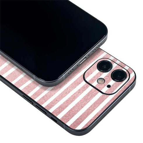 Pink and White Stripes iPhone 12 Mini Skin