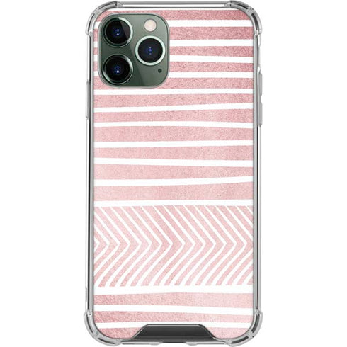 Pink and White Stripes iPhone 12 Pro Clear Case