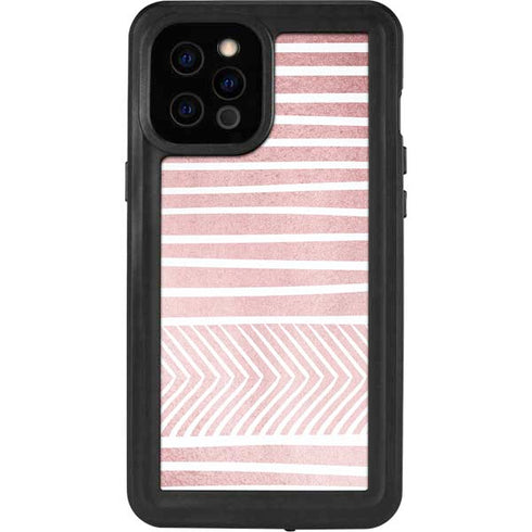 Pink and White Stripes iPhone 12 Pro Max Waterproof Case