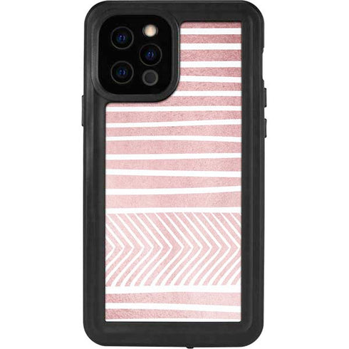 Pink and White Stripes iPhone 12 Pro Waterproof Case