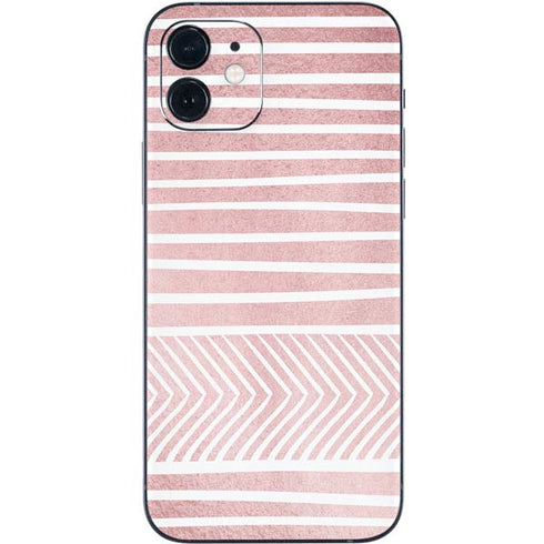 Pink and White Stripes iPhone 12 Skin