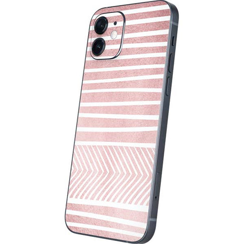Pink and White Stripes iPhone 12 Skin