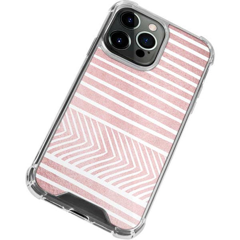 Pink and White Stripes iPhone 13 Pro Clear Case
