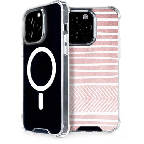 Pink and White Stripes iPhone 13 Pro MagSafe Case