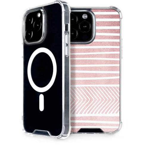 Pink and White Stripes iPhone 13 Pro Max MagSafe Case