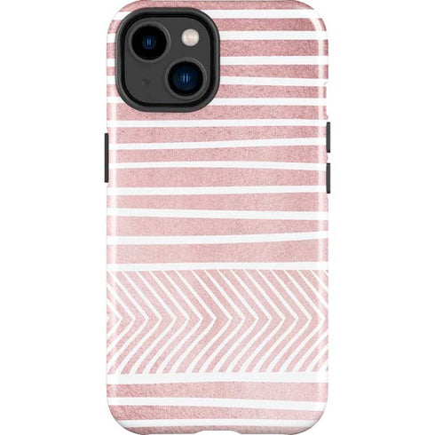 Pink and White Stripes iPhone 14 Plus Impact Case