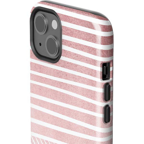 Pink and White Stripes iPhone 14 Plus Impact Case