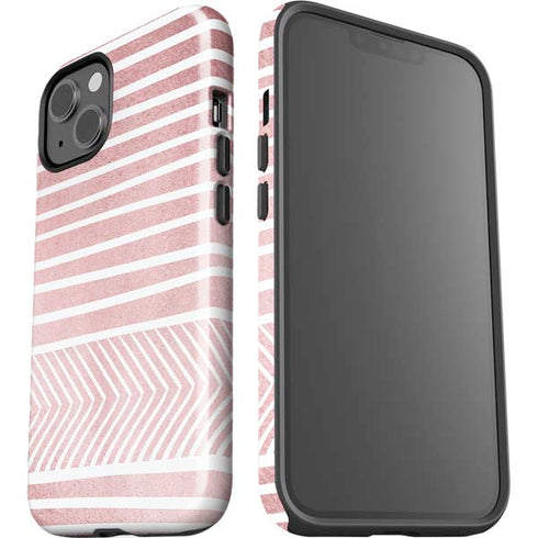 Pink and White Stripes iPhone 15 Plus Impact Case