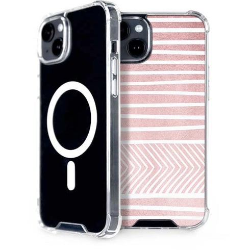 Pink and White Stripes iPhone 15 Plus MagSafe Case
