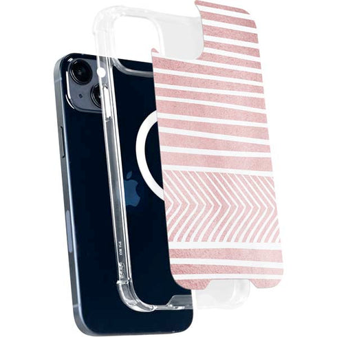 Pink and White Stripes iPhone 15 Plus MagSafe Case