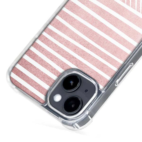 Pink and White Stripes iPhone 15 Plus MagSafe Case