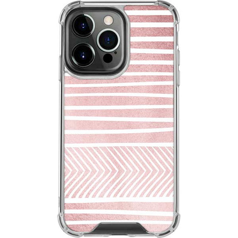 Pink and White Stripes iPhone 14 Pro Clear Case