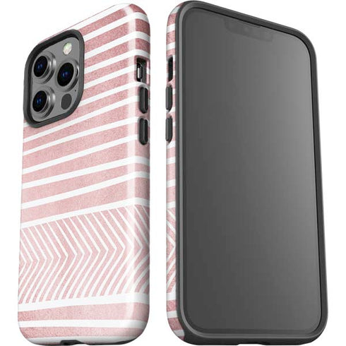 Pink and White Stripes iPhone 14 Pro Impact Case