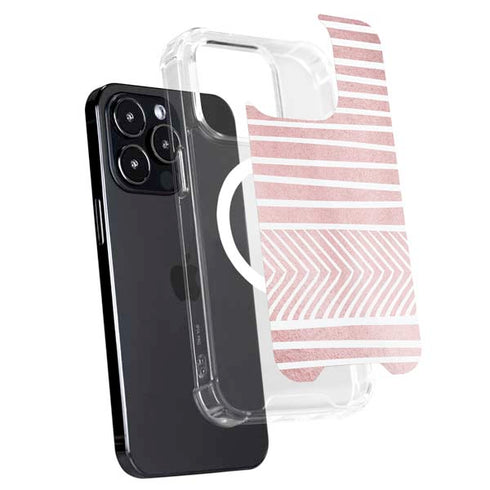 Pink and White Stripes iPhone 15 Pro MagSafe Case