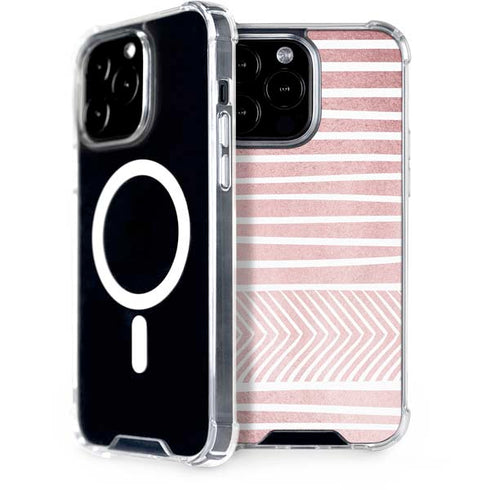Pink and White Stripes iPhone 15 Pro Max MagSafe Case