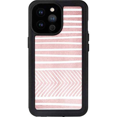 Pink and White Stripes iPhone 14 Pro Max Waterproof Case