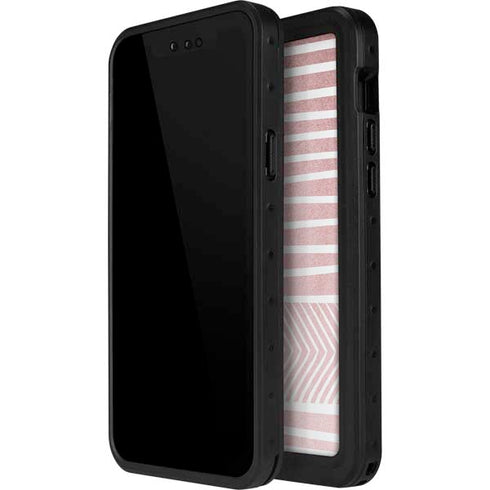 Pink and White Stripes iPhone 14 Pro Max Waterproof Case