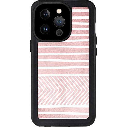 Pink and White Stripes iPhone 14 Pro Waterproof Case