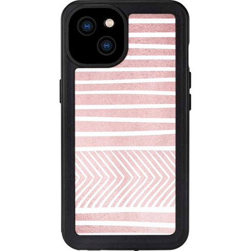 Pink and White Stripes iPhone 15 Plus Waterproof Case
