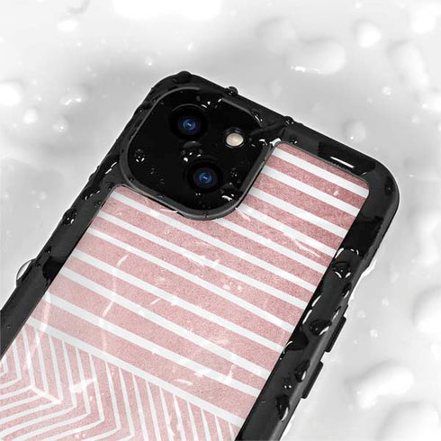 Pink and White Stripes iPhone 15 Plus Waterproof Case