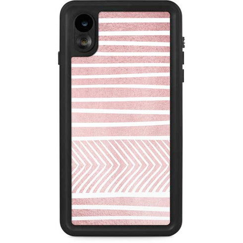 Pink and White Stripes iPhone XR Waterproof Case