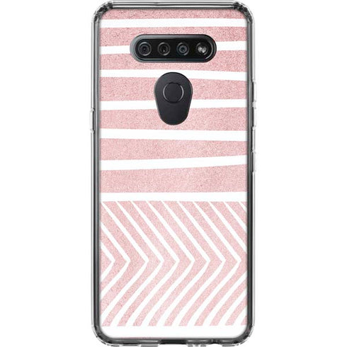 Pink and White Stripes LG K51/Q51 Clear Case