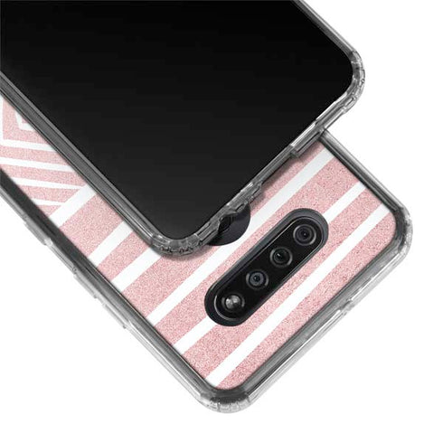Pink and White Stripes LG K51/Q51 Clear Case