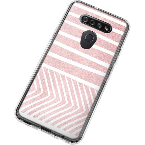 Pink and White Stripes LG K51/Q51 Clear Case