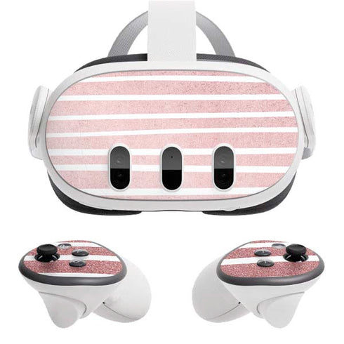Pink and White Stripes Meta Quest 3 Skin