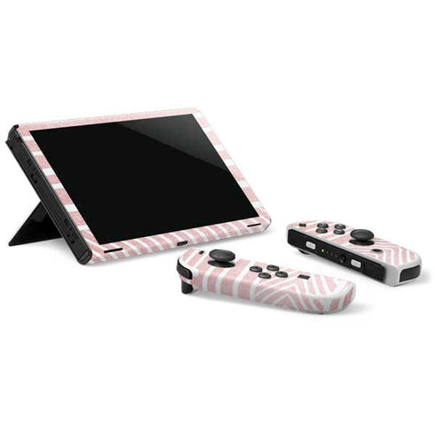 Pink and White Stripes Nintendo Switch OLED (2021) Skin