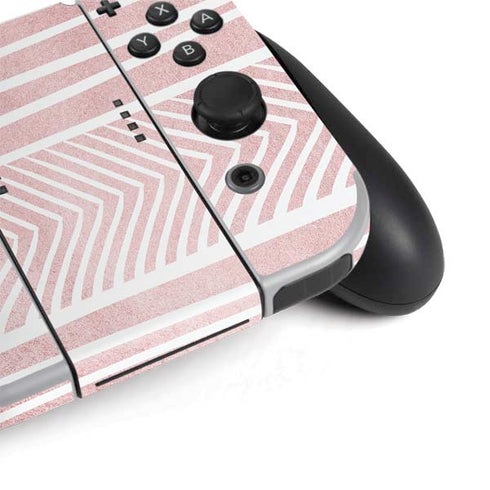 Pink and White Stripes Nintendo Switch OLED (2021) Skin