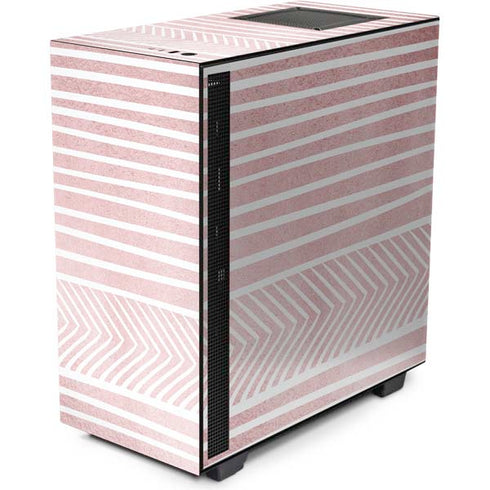 Pink and White Stripes NZXT H510 Compact ATX Mid-Tower Case Skin