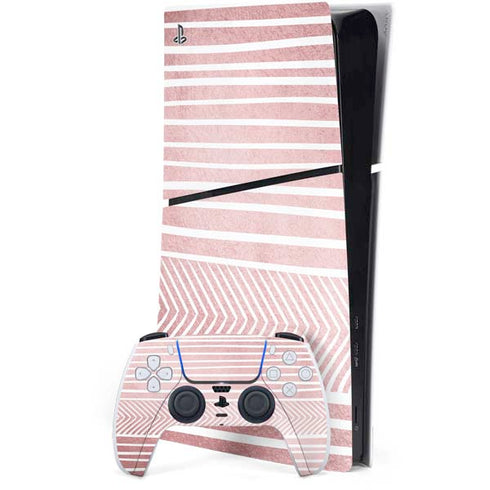 Pink and White Stripes PS5 Slim Digital Edition Bundle Skin