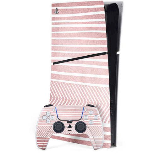 Pink and White Stripes PS5 Slim Digital Edition Console Skin