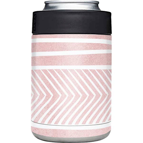 Pink and White Stripes Yeti Colster Can Insulator Skin