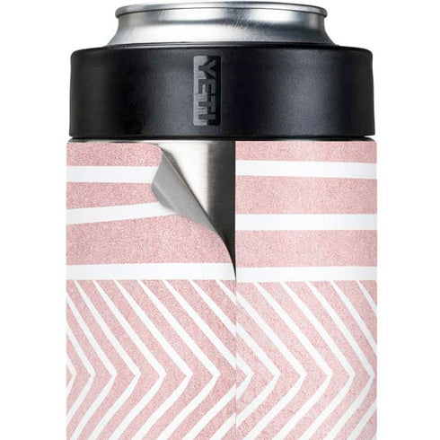 Pink and White Stripes Yeti Colster Can Insulator Skin