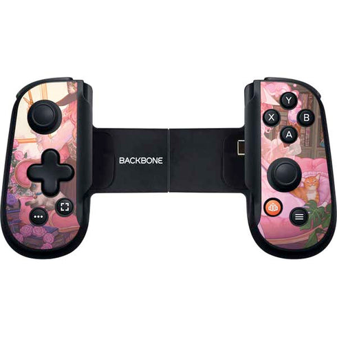 Pink Anime Witch Girls in Library with Cats by Ivy Dolamore Backbone One for iPhone Game Controller Skin
