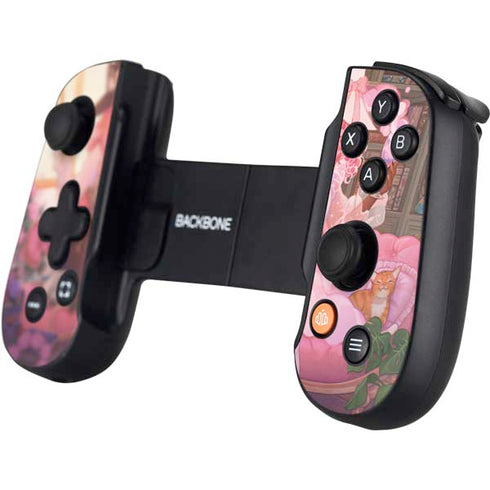 Pink Anime Witch Girls in Library with Cats by Ivy Dolamore Backbone One for iPhone Game Controller Skin