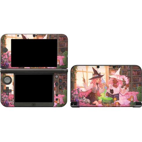 Pink Anime Witch Girls in Library with Cats by Ivy Dolamore 3DS XL 2015 Skin