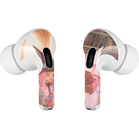 Pink Anime Witch Girls in Library with Cats by Ivy Dolamore AirPods Pro 2nd Gen Skin